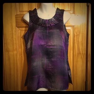 Purple patterned Cleopatra style sleeveless blouse